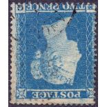 GREAT BRITAIN STAMP 1854 2d Blue plate 4 (KG), fine used example, INVERTED WATERMARK,