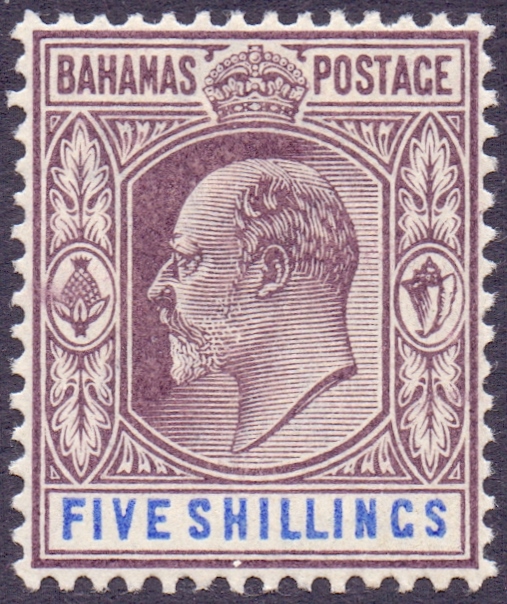 BAHAMAS STAMPS 1902 5/- Dull Purple ad Blue,