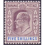 BAHAMAS STAMPS 1902 5/- Dull Purple ad Blue,