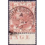 GREAT BRITIAN STAMP 1867 10d Red Brown,