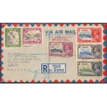ZEPPELIN COVER : JAMAICA, 1936 17th June Registered airmail from Kingston, Jamaica to London,