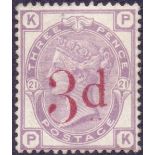 GREAT BRITAIN STAMP 1883 3d on 3d Lilac,