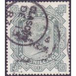 GREAT BRITAIN STAMP 1867 10/- Greenish Grey, fine used example of this classic high value stamp.