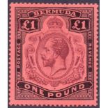 BERMUDA STAMPS 1918 £1 Purple and Black Red,