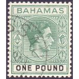 BAHAMAS STAMPS 1943 £1 Blue Green and Black,