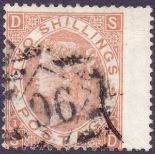GREAT BRITAIN STAMP 1880 2/- Brown (SD) very fine wing margin used example of this scarce stamp SG