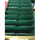Lighthouse green slip cases for turn-bar or 13 ring albums. Box with eight in good condition.