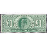 GREAT BRITAIN STAMP 1911 EDVII £1 Green,