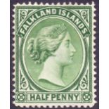 FALKLANDS STAMPS 1891-1902 QV 1/2d green