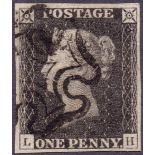 GREAT BRITAIN STAMP PENNY BLACK Plate 1b