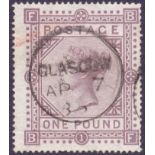 GREAT BRITAIN STAMP 1878 £1 Brown Lilac