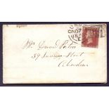 POSTAL HISTORY : GB : 1858 Penny red cover cancelled by Dundee experimental duplex.