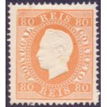 PORTUGAL STAMPS 1875 80 Reis Orange mounted mint SG 119 Cat £250