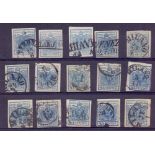 Stamps : LOMBARDY & VENETIA, 1850-54 45 Cents imperf, selection of 15 four margin used examples,