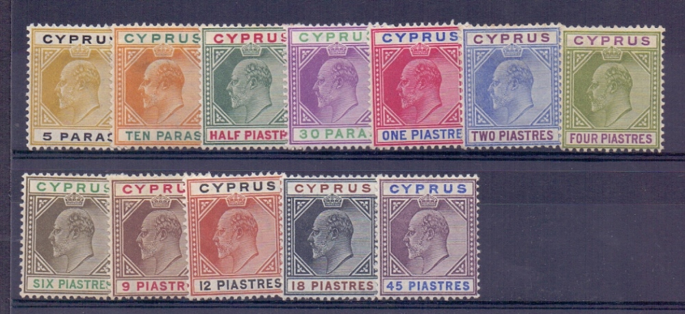 CYPRUS STAMPS : 1904 EDVII mounted mint set of twelve to 45pi, SG 60-71.