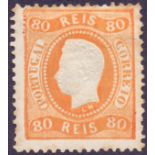 PORTUGAL STAMPS 1867 80 Reis Orange mounted mint SG 61 Cat £550