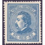 PORTUGAL STAMPS 1880 50 R Blue mounted mint SG191 Cat £475