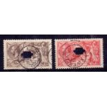 GREAT BRITIAN STAMPS 1918 Seahorses 2/6 and 5/-,