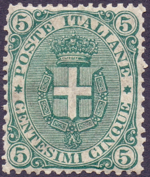 ITALY STAMPS : 1891 5c Green mounted mint SG 55 Cat £750