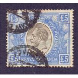 KENYA STAMPS 1922 £5 fiscal used example,