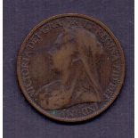 COINS : 1899 old head penny in good to fine condition