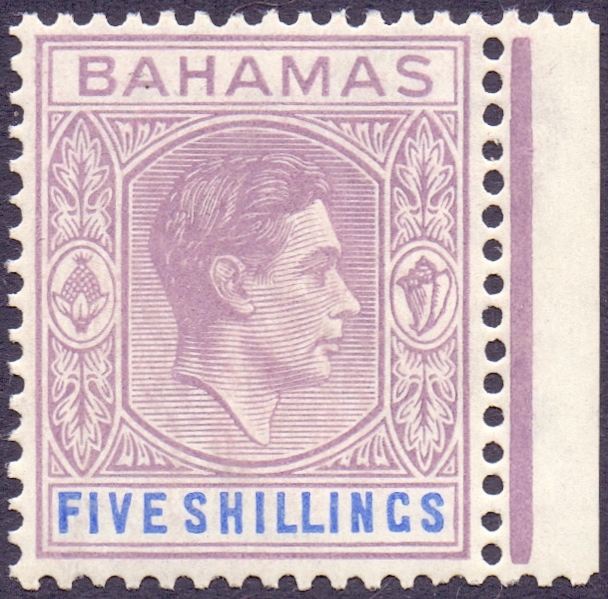 BAHAMAS STAMPS 1938 5/- lilac and blue mounted mint SG 157 Cat £170