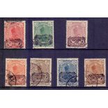 Iran Stamps : 1902 1k red to 50k brown Provisoire overprints fine used, SG 190-96.