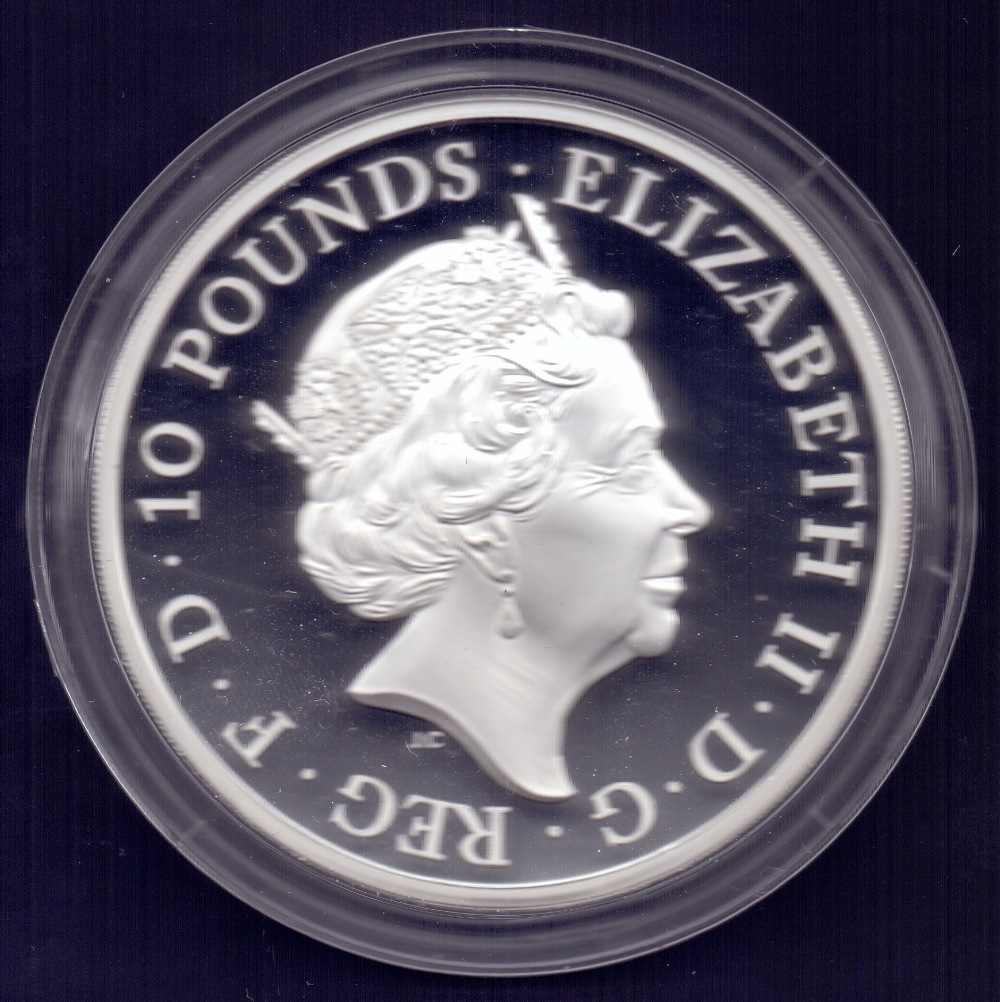 COINS : 2018 UK Five Ounce solid silver proof coin for "Four Generations" housed in special display - Image 2 of 2