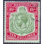 BERMUDA STAMPS : 1918 10/- Green and Carmine Pale Bluish Green,