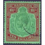 BERMUDA STAMPS : 1930 10/- Green Red and Deep Emerald,