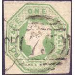 GREAT BRITAIN STAMPS : 1847 1/- Green ,
