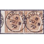 GREAT BRITAIN STAMPS : 1872 6d Deep Chestnut plate 11, superb used horizontal pair,