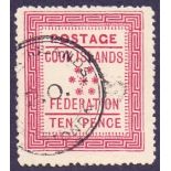 COOK ISLANDS STAMPS : 1892 QV 10d carmine, fine used, SG 4.