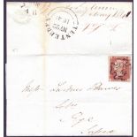 GREAT BRITAIN POSTAL HISTORY : Plate 10 Penny red from Black Plate ,