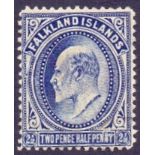 FALKLANDS STAMPS :1904 EDVII 2 1/2d deep blue, M/M with slight toned gum, SG 46b.