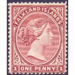 FALKLANDS STAMPS : 1891 1d red brown mounted mint SG 11 Cat £350