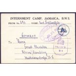 POSTAL HISTORY : JAMAICA, 1943 Interment Camp printed card sent to Hamburg, Germany.