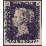 GREAT BRIATIN STAMPS : PENNY BLACK Plate 9 (NL).