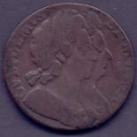 COINS : 1694 William and Mary half penny, rubbed condition,