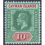 CAYMAN ISLANDS STAMPS : 1914 10/- Deep Green and Red Green,