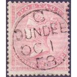 GREAT BRITAIN STAMPS : 1857 4d Rose (Large Garter) superb used with DUNDEE CDS SG 66a