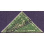 STAMPS : CAPE OF GOOD HOPE 1855 1/- Bright Yellow Green,