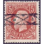 BELGIUM STAMPS : 1869 5fr used roller cancel SG 57a