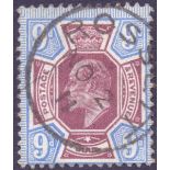 GREAT BRITAIN STAMPS : 1911 9d Reddish Purple and Light Blue.