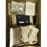 STAMPS : General Box lot , various stamps and albums, noted is a 1935 GB Jubilee Booklet.