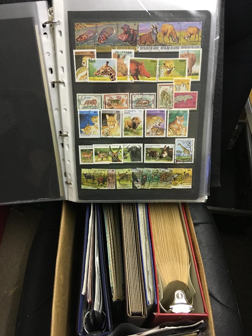 STAMPS : Mixed box of various albums and stockbooks with thematic stamps