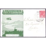 POSTAL HISTORY : GREAT BRITAIN, 1911 Aerial Post envelope & matching insert printed in green,