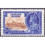 FALKLANDS STAMPS : 1935 Silver Jubilee 2 1/2d mounted mint with re-entry on tablet SG 140l Cat £200