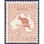 AUSTRALIA STAMPS : 1913 5d Chestnut,