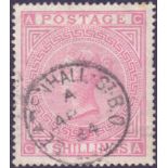 GREAT BRITAIN STAMPS: 1867 5/- Rose Plate 4,